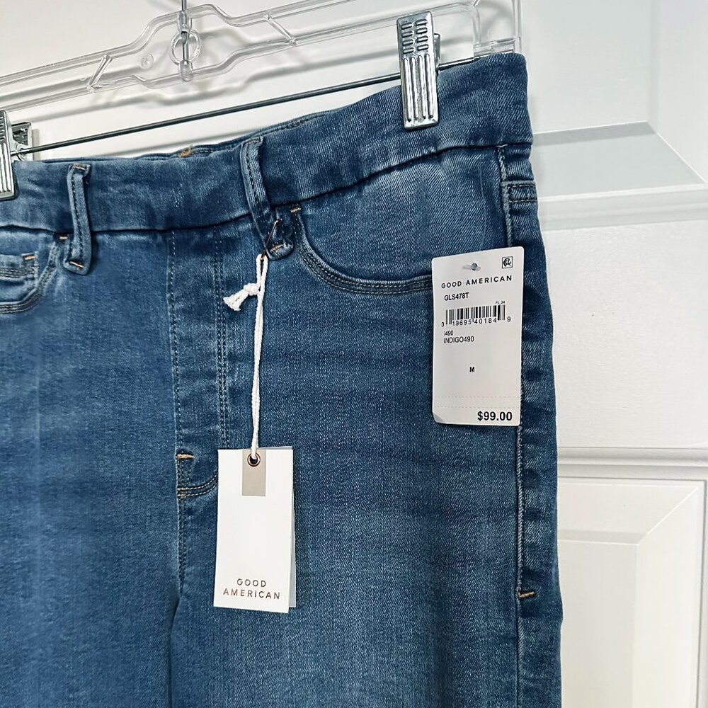 NWT Good American Power Stretch Pull-on Straight Jeans - Picture 7 of 9